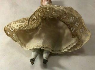 Antique German Bisque Lady with Lace Dress 7