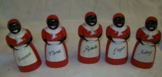 Vintage Black Americana Memorabilia - Set Of 5 Aunt Jemima Spice Containers