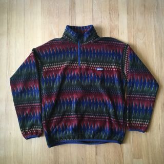 Vintage Patagonia Synchilla Fleece Jacket Pattern Tribal Aztec Made In Usa Large