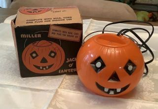 Vintage Halloween Jack O Lantern Pumpkin Plastic Miller Electric Co