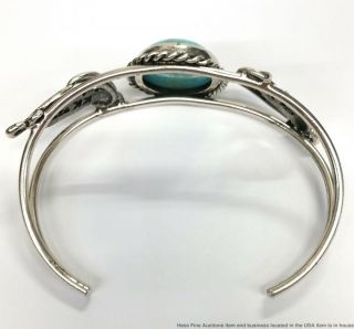 Vintage Sterling Silver Turquoise Signed KK Native American Cuff Bracelet 6