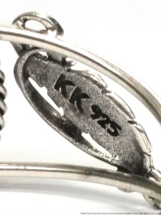 Vintage Sterling Silver Turquoise Signed KK Native American Cuff Bracelet 7