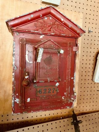 Vintage Gamewell Fire Dept Alarm Pole Call Box :cottage Style / Station 6227