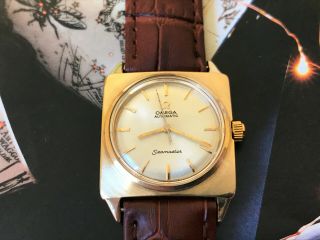 Vintage 1964 Solid 14K Yellow Gold Omega men ' s watch,  rare midsize model B6678 4