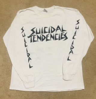 Vintage Suicidal Tendencies White Long Sleeve T - Shirt Large