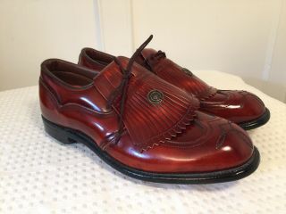 Vintage Etonic Size 10.  5 Oxblood Burgundy Leather Wingtip Kiltie Golf Shoes