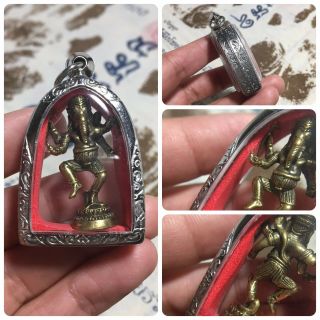 Phra Pikanet Lord Ganesh Hindu Elephant God Amulet Luck Rich Charm Life - Protect