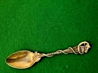Sterling Silver Demitasse Spoon,  Salem Witch & Cat 1692,  Daniel Low,  Salem,  Mass