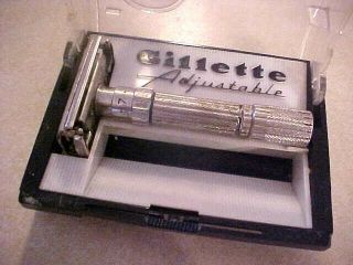 Vintage Gillette Adjustable 1 - 9 Safety Razor With Case " Fat Boy " E 4