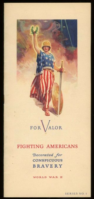 Wwii 1943 Fighting Americans Patriotic Poster Stamp Album (20 Stamps)