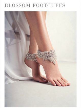 Anna Campbell Bridal Blossom Foot Cuffs,  Hand - Beaded,  Vintage - Inspired Sparkle