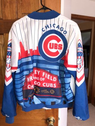 1989 Vtg Chalk Line Wrigley Field Chicago Cubs Jacket Size L Fanimation Satin