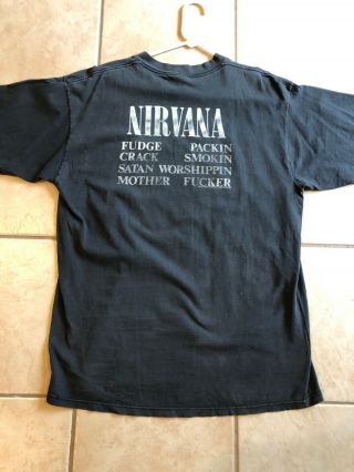 Nirvana Kurt Cobain T - shirt Bleach Vintage 90s Tee Shirt Black XL Rare 4