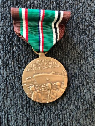 Wwii European African Middle Eastern Campaign Medal W/ Ribbon Lapel Pin