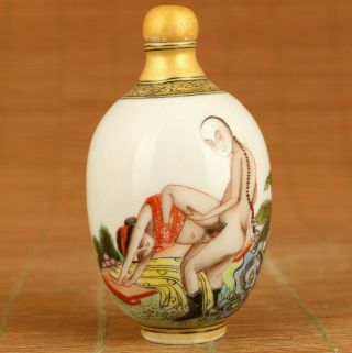 Chinese Old Porcelain Hand Painting Art Belle Culture Snuff Bottle Noble Gift