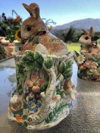 VTG FITZ & FLOYD CLASSICS WOODLAND SPRING CANNISTER COOKIE JAR RABBIT BUNNY 2