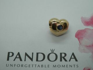 Pandora 14ct 14k Gold Heart Charm With Sapphires 750294sa Retired Rare