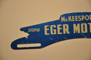 Vintage 1940s License Plate Topper Eger Motors McKeesport PA Ford / Mercury 2