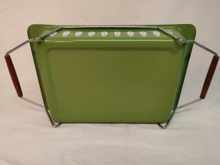 Vintage Cathrineholm green LOTUS Enamel LASAGNA PAN with Holder cond.  9x13 