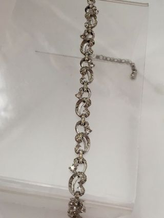 RARE Vintage PENNINO Diamond Rhinestones Scroll Design Bridal Choker Necklace 3