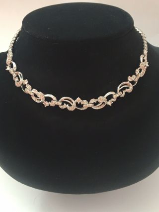 RARE Vintage PENNINO Diamond Rhinestones Scroll Design Bridal Choker Necklace 4