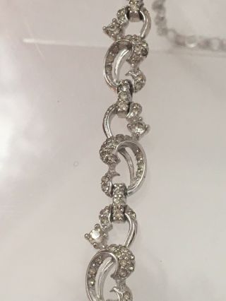 RARE Vintage PENNINO Diamond Rhinestones Scroll Design Bridal Choker Necklace 5