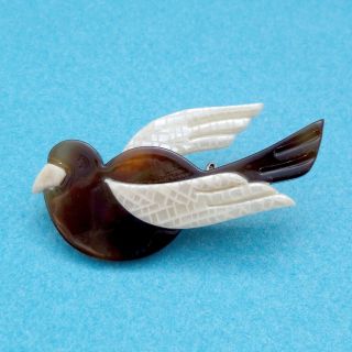 French,  Vintage Brooch.  Pretty Plastic Bird.  Lea Stein.  Pin.  Art Deco.