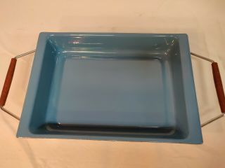 Vintage Cathrineholm BLUE LOTUS Enamel LASAGNA PAN with Holder cond.  9x13 