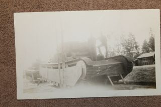 Three WW2 Photographs of U.  S.  GI ' s w/Fake German Decoy/Training Tank 3