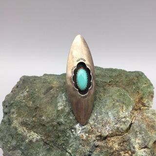 Gorgeous Shadowbox Style,  Vintage Turquoise & Sterling Silver Ring - Size 6 6