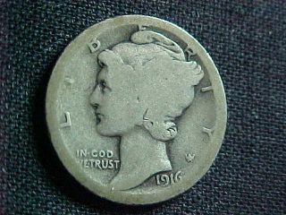 Rare Date 1916 D Mercury Dime Coin Silver 1916d Key Date