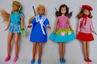 2 Vintage Scooter Dolls,  1960s And 2 Skipper Dolls 1980 