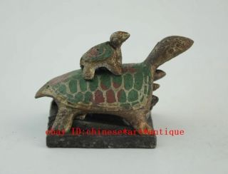 Four rare chinese antique bronze tortoise - shaped seal a01 4