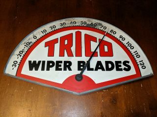Vintage Trico Wiper Blades Thermometer Sign Metal Made In Usa