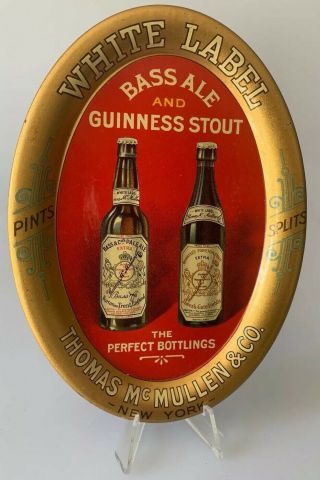 Vintage Tin Advertising Tip Tray - White Label Bass Ale & Guiness Stout Beer