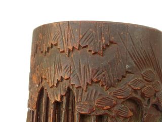 Antique Chinese Carved Bamboo Brush Pot Qing Dynasty 3