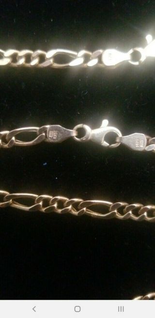 10k Yellow Gold 21.  0 " Necklace Bracelet Set Figaro Link Chain Vintage