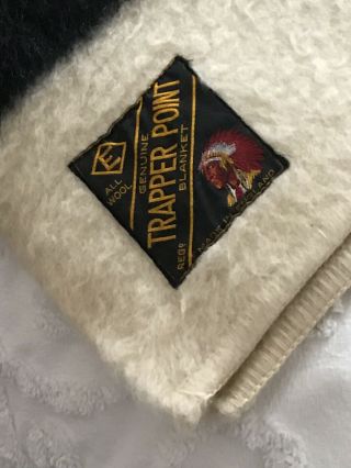 Vintage Trapper Point 4 Point Blanket All Wool Made In England 2