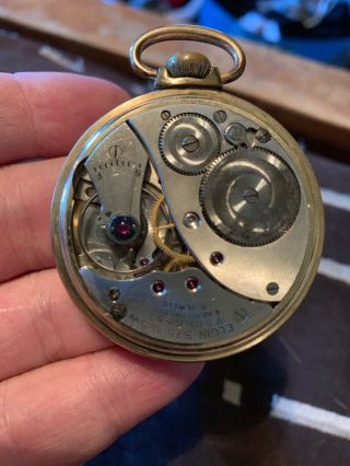 Pocket Watch Elgin 15 Jewel With 10K Rolled Gold Case And Brass Stand 2
