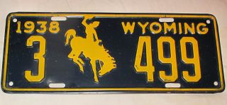 RARE Vintage 1938 Wyoming License Plate 7 Days Only 2