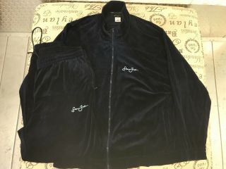 Vintage Sean John Velour Suit Size Xxl Dark Blue/purple/black Jacket And Pants