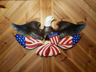 Bald Eagle American Flag Heraldry To Usa Wood Carving Duck Decoy Casey Edwards