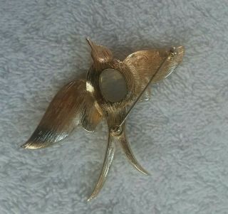 Vintage Signed Crown Trifari Alfred Philippe Jelly Belly Flying Bird Brooch Pin 2