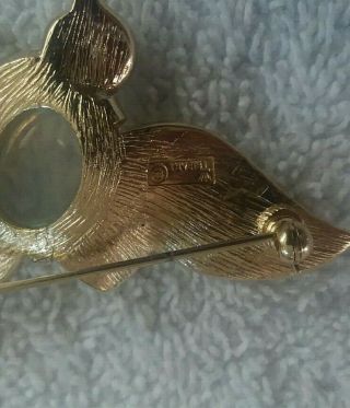 Vintage Signed Crown Trifari Alfred Philippe Jelly Belly Flying Bird Brooch Pin 3