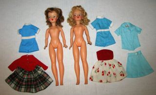 2 Vintage 1960s Ideal Tammy Doll Bs - 12 & Clothes