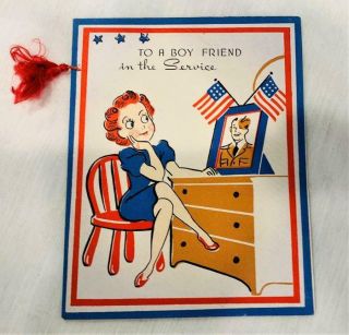 Wwii Ww2 Military Greeting Card Humorous " To A Boy Friend In The Service "