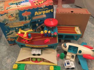 VINTAGE 1972 Fisher Price Little People Play Family AIRPORT 996 W/ Boxes 2