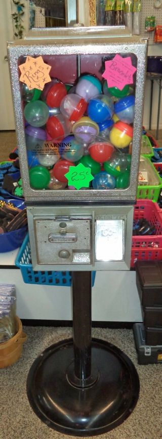 Vintage Victor Toy Joy Vending Machine - 25 Cent - 2 " Capsule