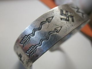 Antique Vintage Sterling Silver Cuff Bracelet Pawn Native American Indian Navajo