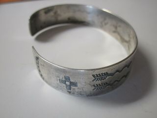 ANTIQUE VINTAGE STERLING SILVER CUFF BRACELET PAWN NATIVE AMERICAN INDIAN NAVAJO 5